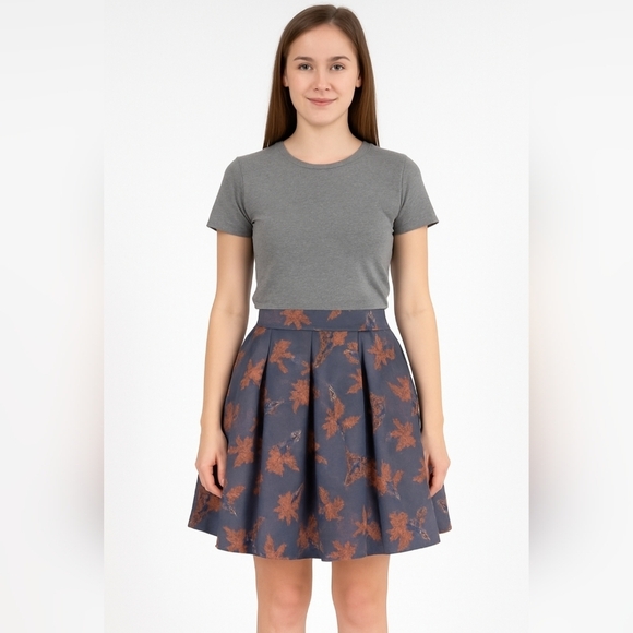 NWT Lularoe Madison Skirt Gray Floral Midi Pleated Pockets Skirt Size Small - Picture 1 of 6